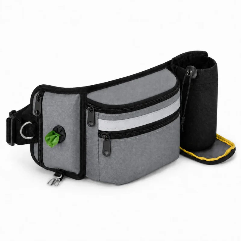 Dog Treat Training Waist Bag Portable Pet Snack Pouch with Poop Bag Dispenser Water Bottle Holder Adjustable Walking Training Fa