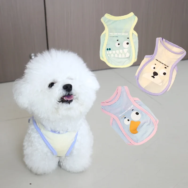 Pet Summer Cool Breathable Cooling Ice Silk Vest Animal Cartoon Cat and Dog Universal Lightweight Outdoor Cool Clothes