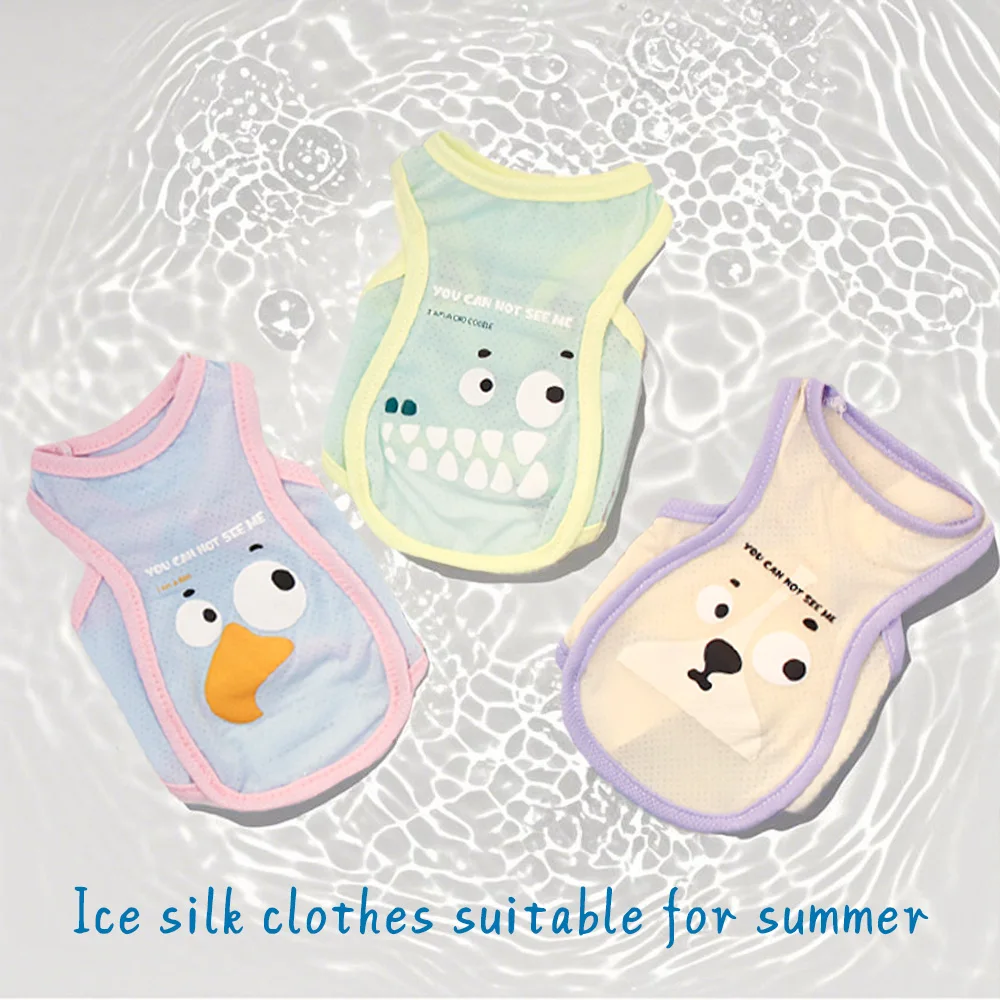 Pet Summer Cool Breathable Cooling Ice Silk Vest Animal Cartoon Cat and Dog Universal Lightweight Outdoor Cool Clothes - Image 2