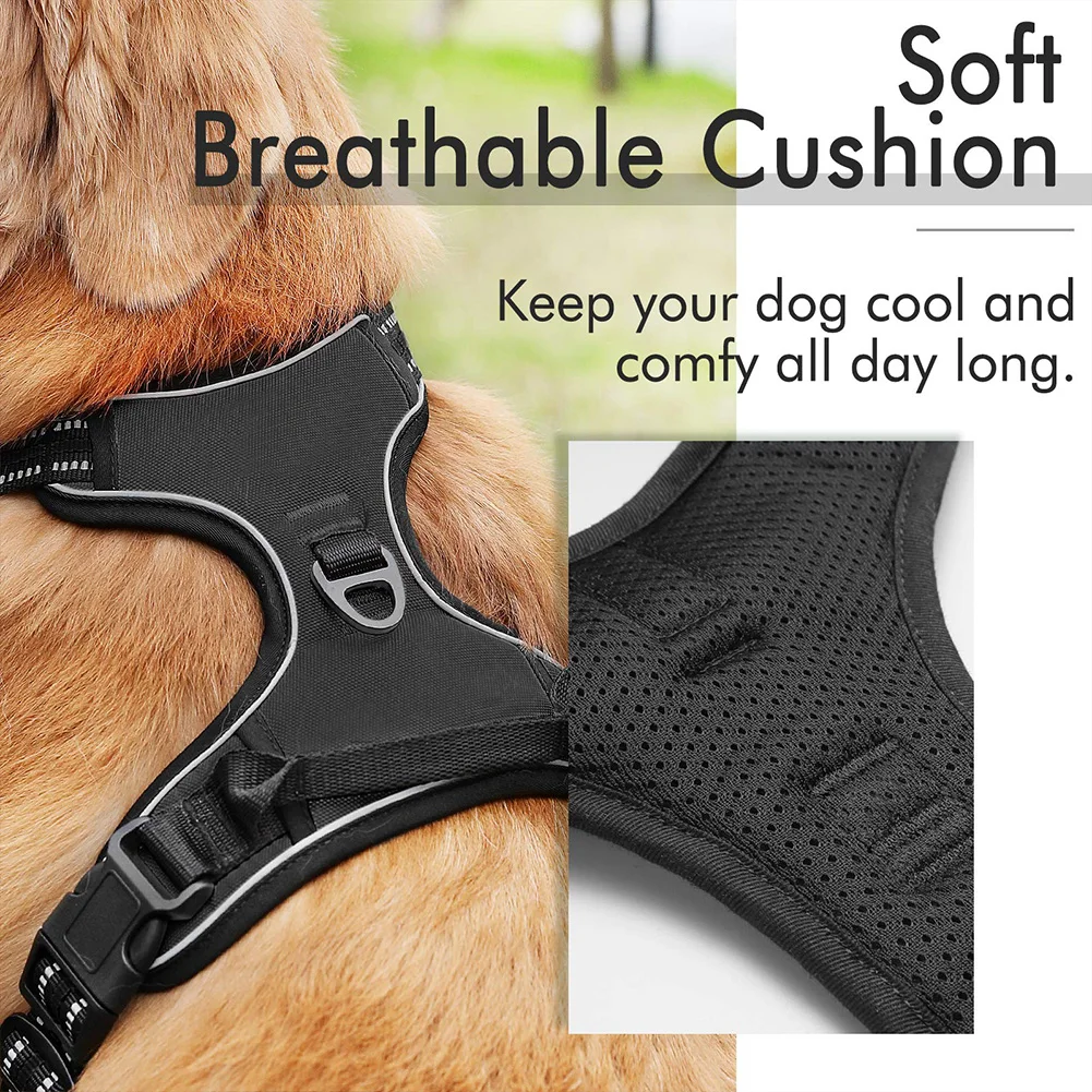 Dog Harness No-Pull Service Vest with Reflective Adjustable Soft Padded Comfortable for Outdoor Easy Walking No Choke for Pets - Image 2