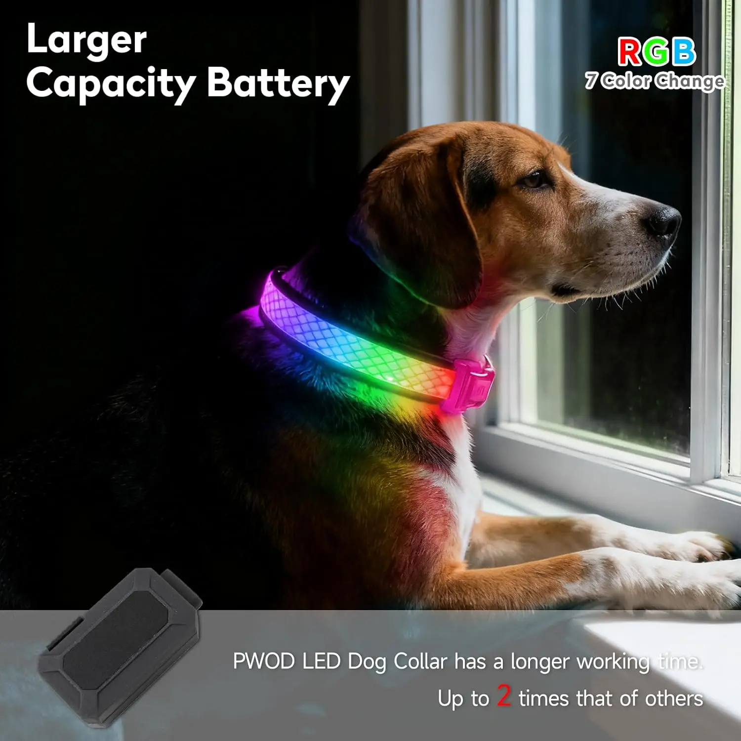 LED Dog Collar USB Rechargeable Light Up Pet Collar Glowing Nylon Adjustable Soft Night Safety Collar for Small Medium Dogs - Image 2