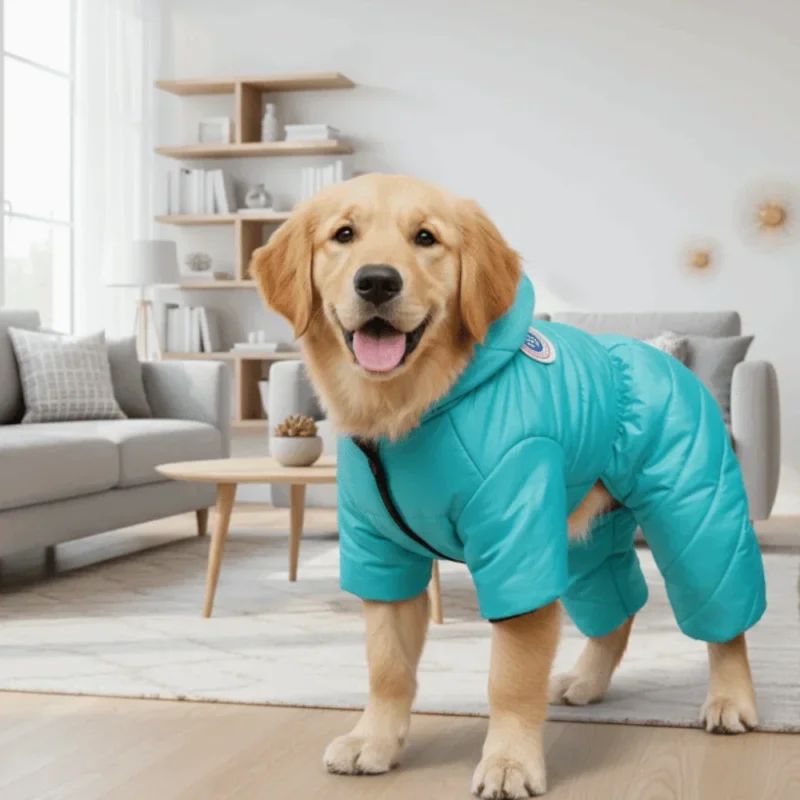 Dog Cotton Clothing Waterproof Dog Down Jacket Warm Thickened Four Legged Dog Clothing Windproof Dog Suit Outdoor